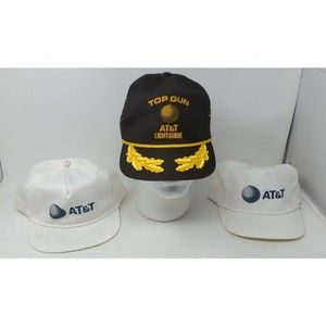 Vintage AT&T Lightguide‎ Fiber Optic Top Gun Employee Baseball Cap Hat Lot